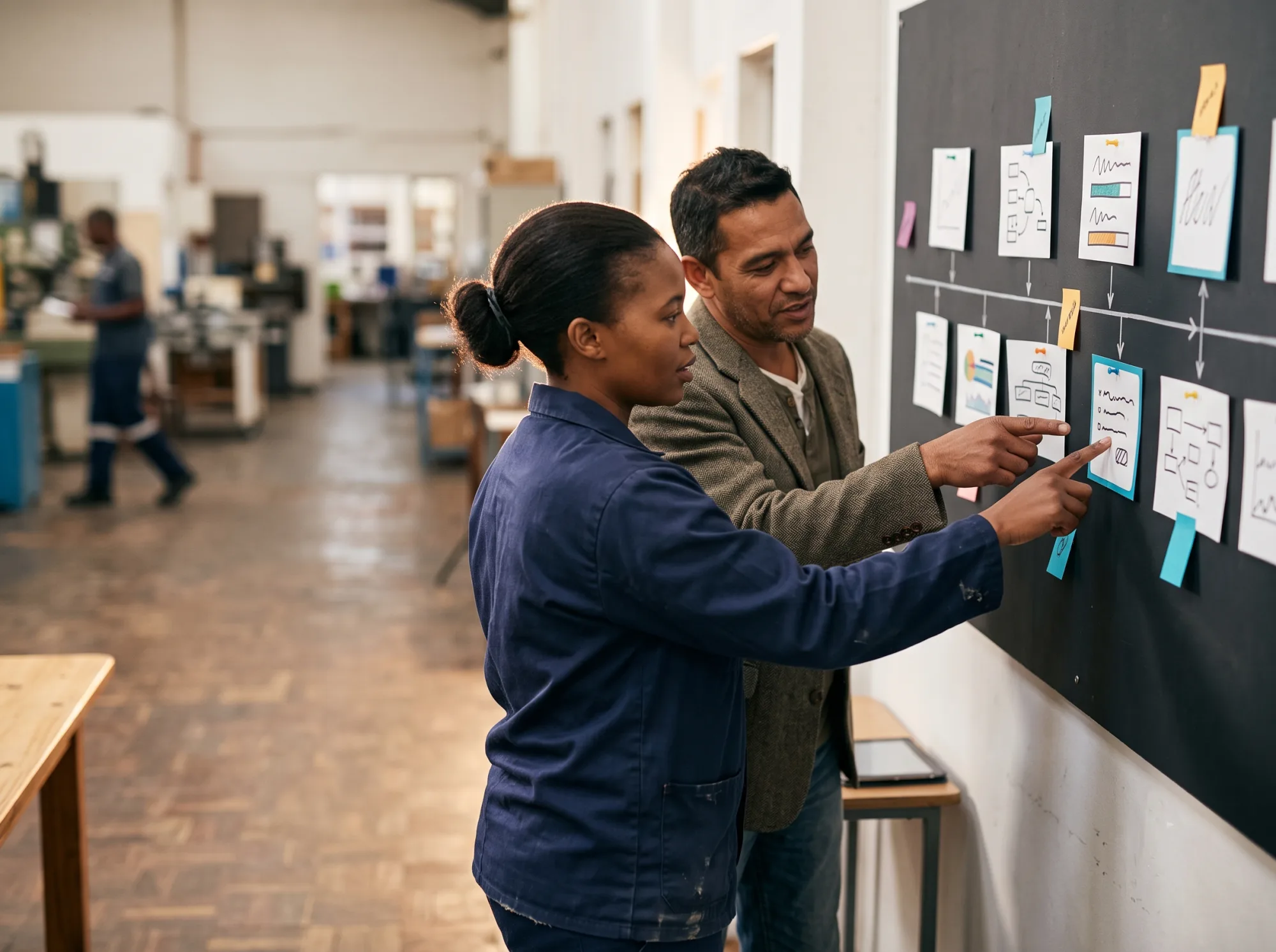 Delivery lead walking a client through a milestone plan