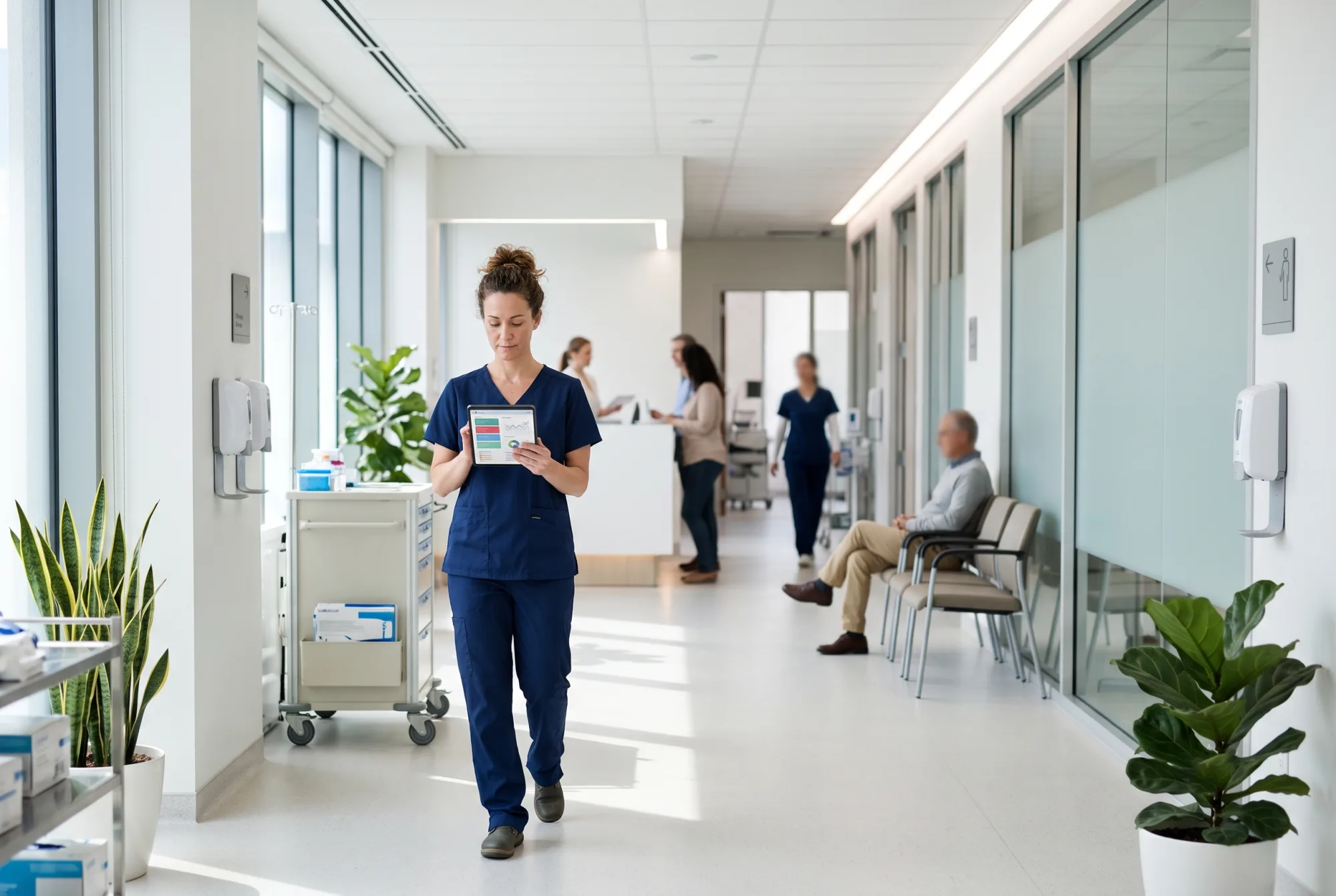 Clinician using a patient portal on a tablet