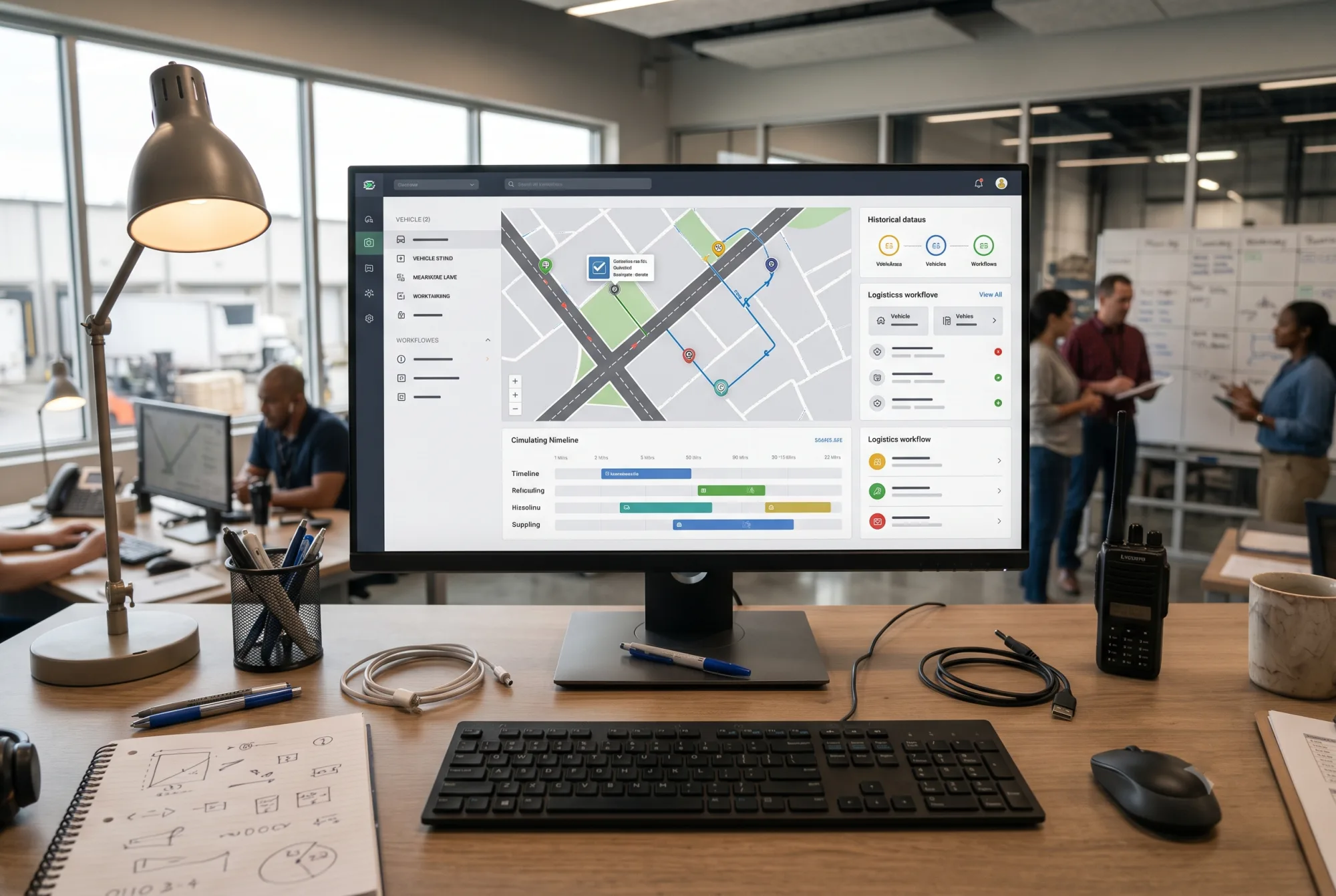 Fleet tracking map with live delivery routes