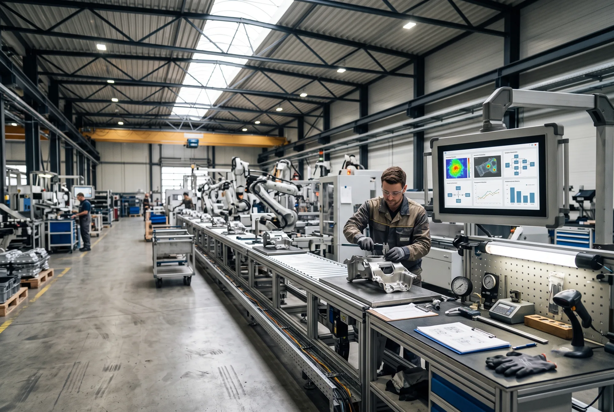 Factory production line with digital quality monitoring