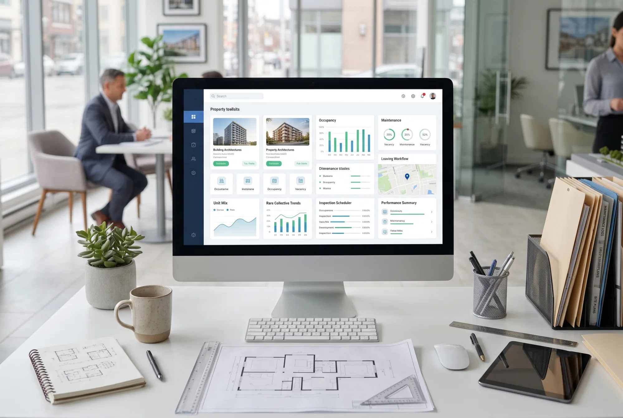 Property management dashboard with portfolio occupancy view