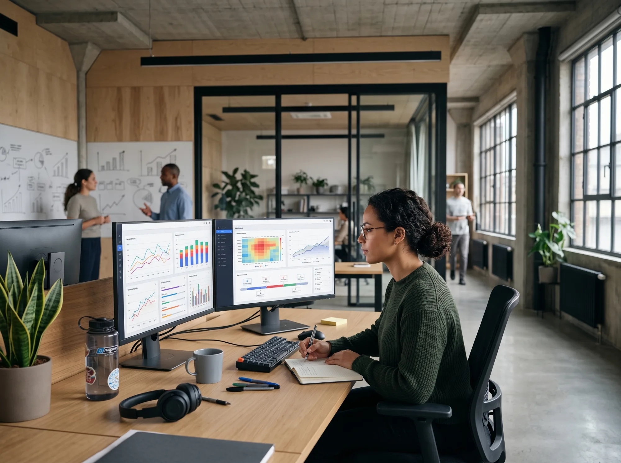 Analyst exploring interactive dashboards with forecast charts