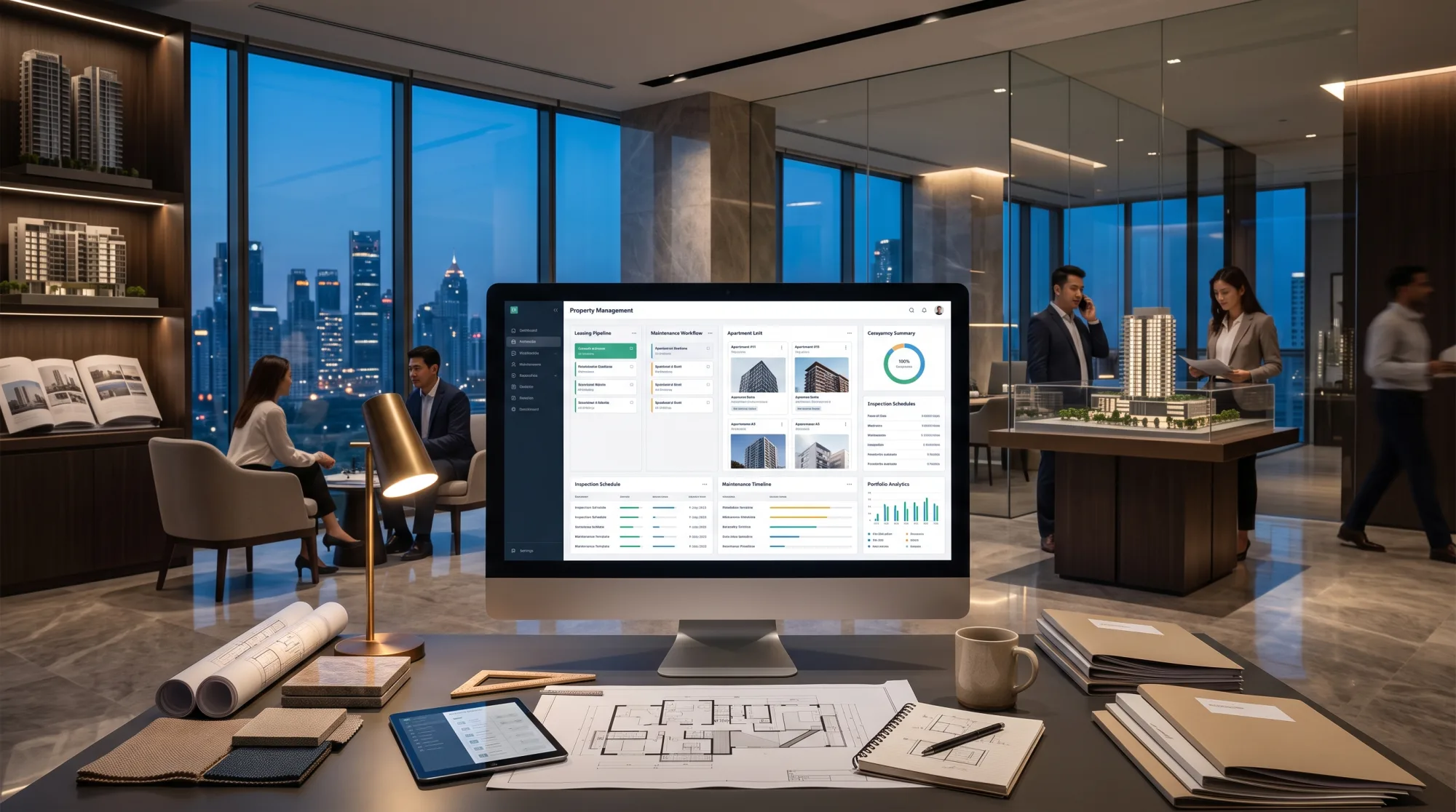 Property management SaaS with leasing and maintenance boards